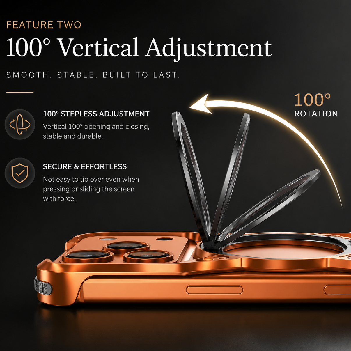 Premium Luxury iPhone Case MagSafe Compatible Aluminum Bumper Frame Cover 360° Rotating Ring Stand Shockproof Camera Protection Slim Design Finish