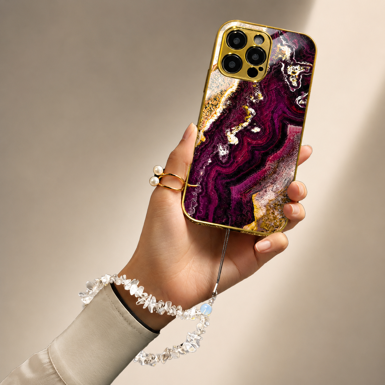 Premium Luxury iPhone Case MagSafe Compatible Black Marble Texture Cover Gold Edge Design Shockproof Camera Protection 3D Grip Slim Profile Finish