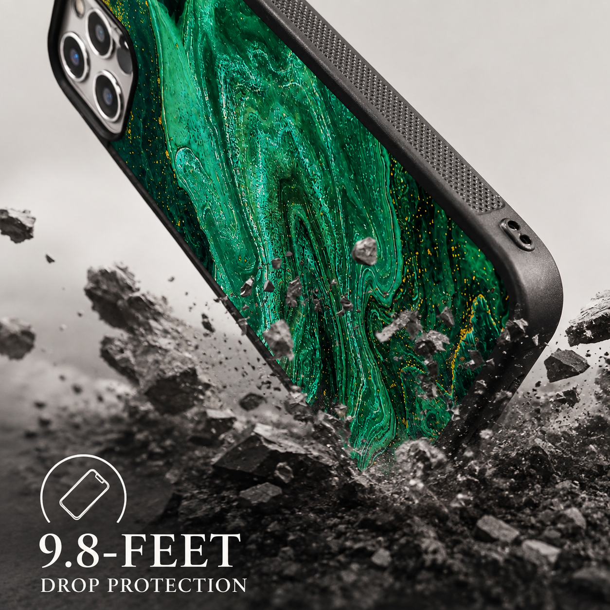 Premium Luxury iPhone Case MagSafe Compatible Black Marble Texture Cover Gold Edge Design Shockproof Camera Protection 3D Grip Slim Profile Finish