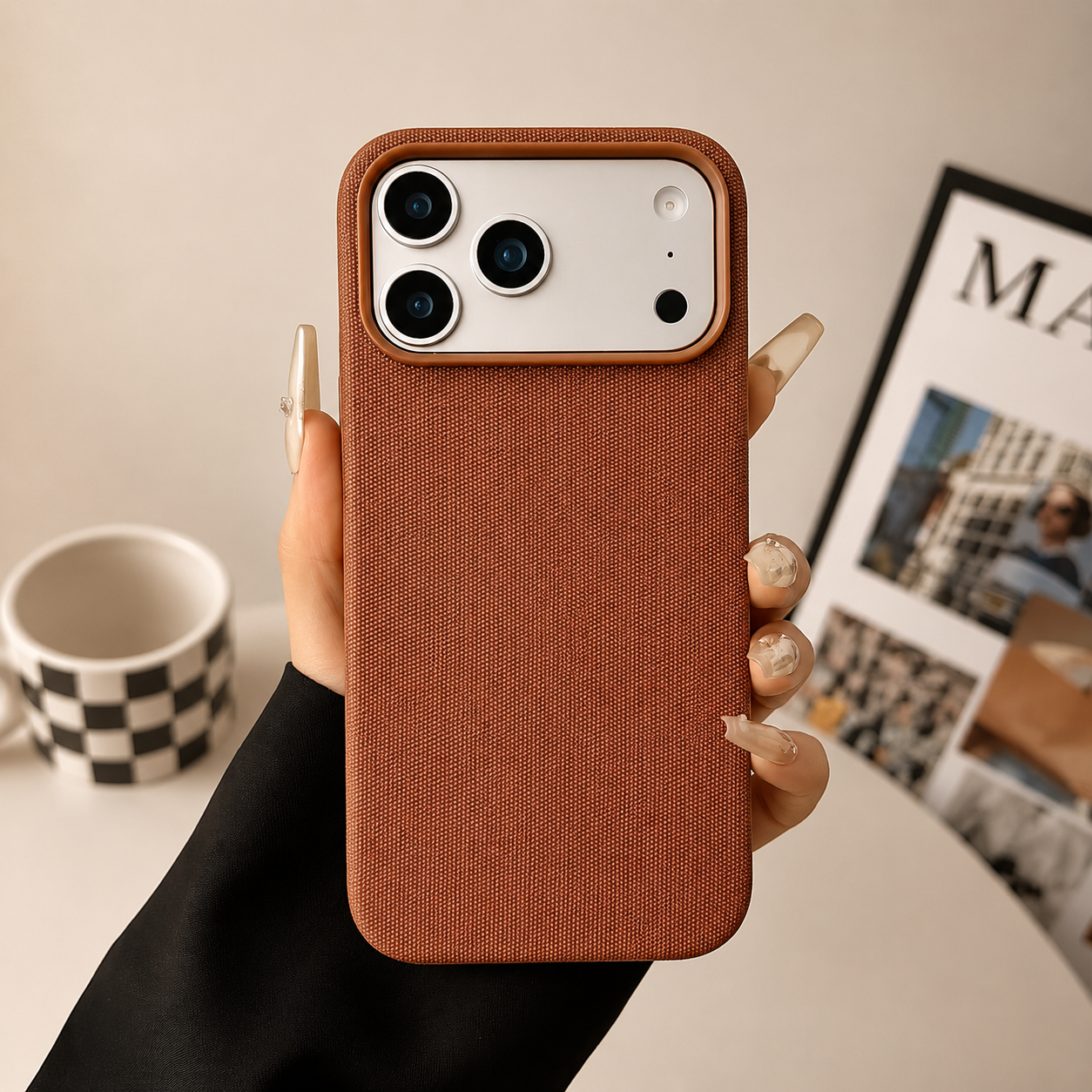 Premium Luxury iPhone Case MagSafe Compatible Business Cover Wireless Charging Full Protection Polyester Fiber Durable Protective Design Finish