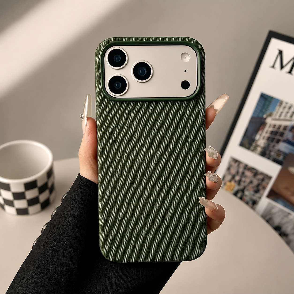 Premium Luxury iPhone Case MagSafe Compatible Business Cover Wireless Charging Full Protection Polyester Fiber Durable Protective Design Finish