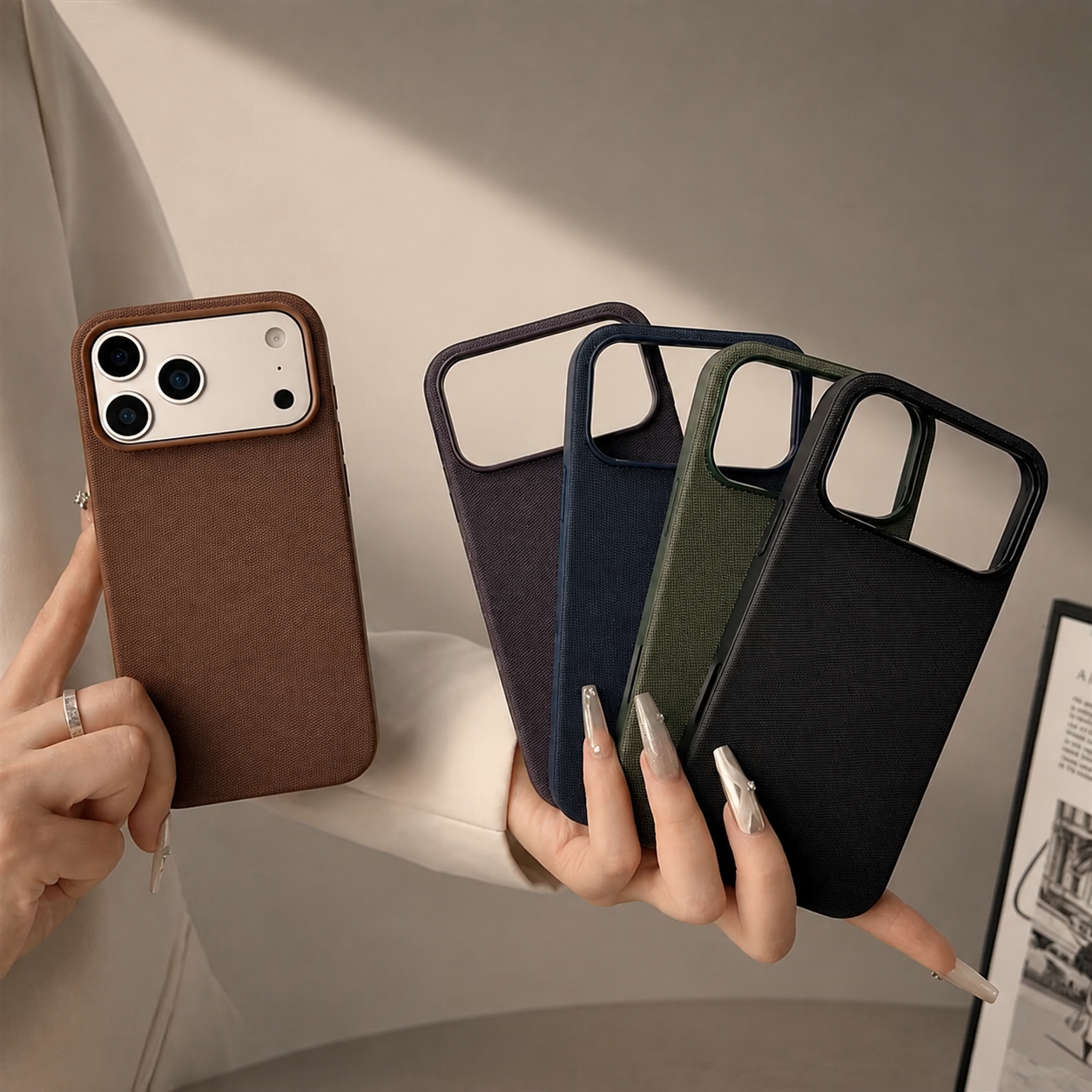 Premium Luxury iPhone Case MagSafe Compatible Business Cover Wireless Charging Full Protection Polyester Fiber Durable Protective Design Finish