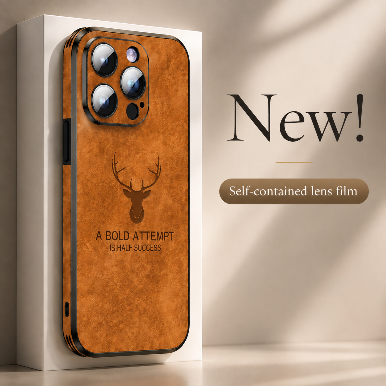 Premium Luxury iPhone Case MagSafe Compatible Canvas Texture Deer Design Cover Shockproof Bumper Frame Camera Protection Slim Protective Design Finish