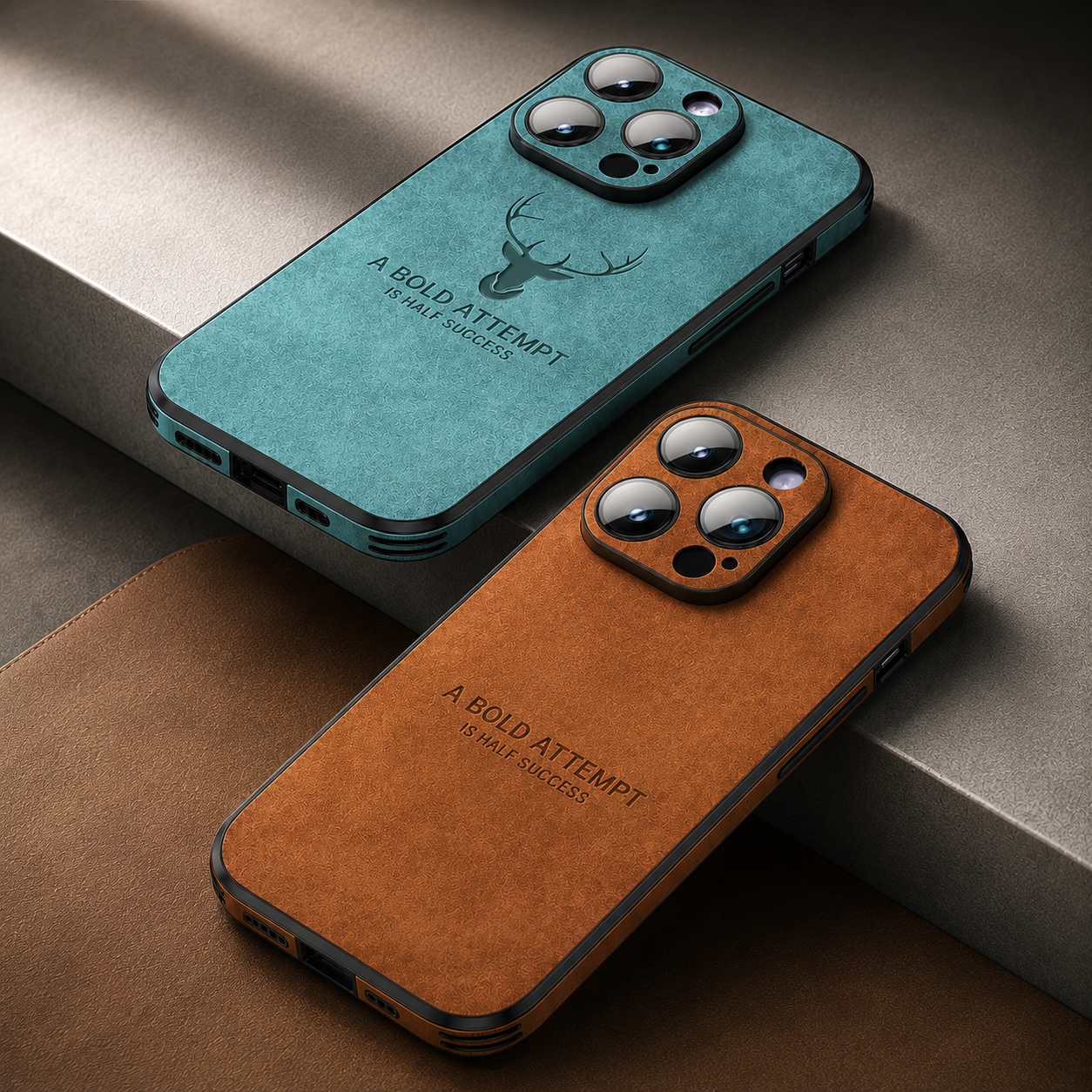 Premium Luxury iPhone Case MagSafe Compatible Canvas Texture Deer Design Cover Shockproof Bumper Frame Camera Protection Slim Protective Design Finish
