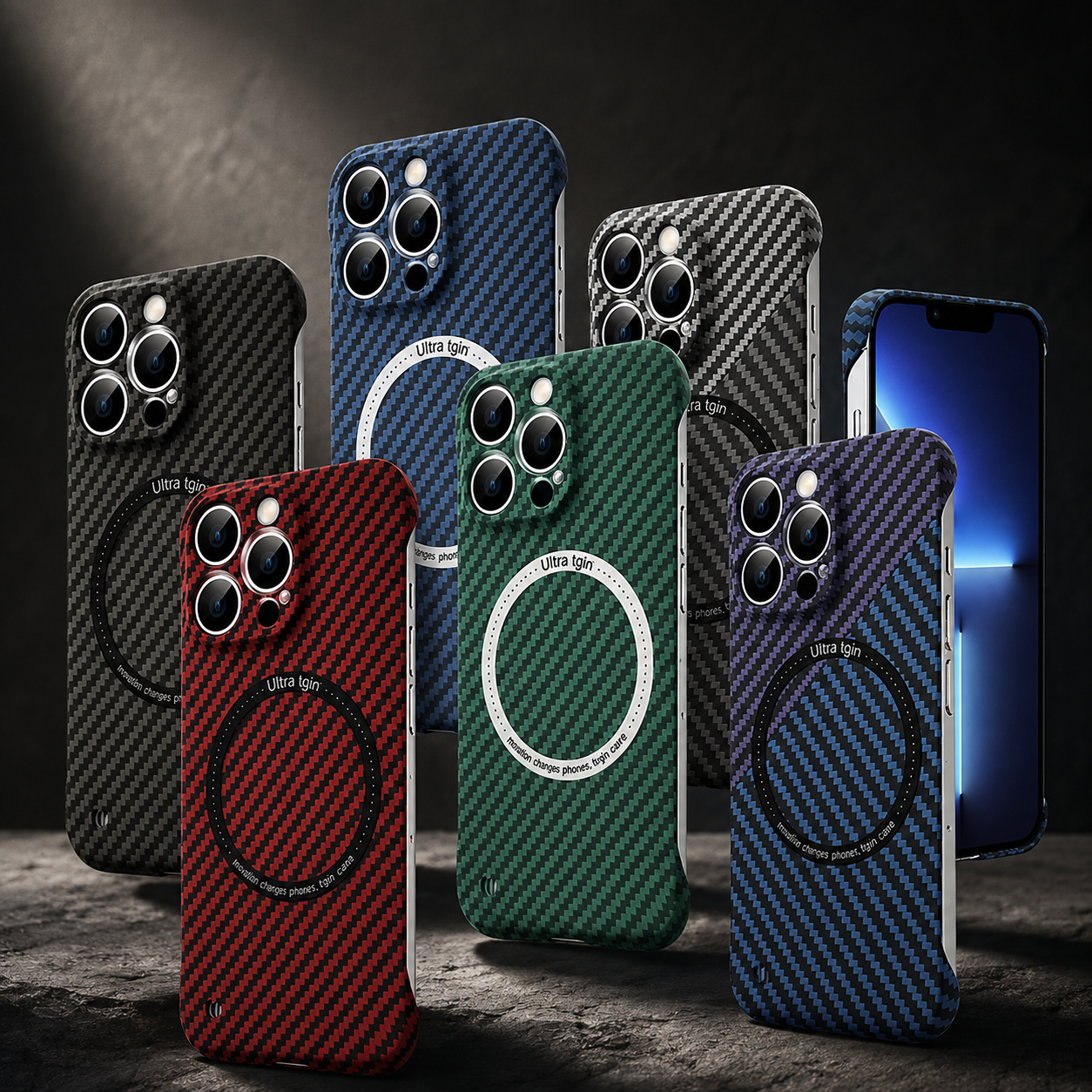 Premium Luxury iPhone Case MagSafe Compatible Carbon Fiber Magnetic Cover Shockproof Camera Lens Protection Slim Lightweight Protective Design Finish