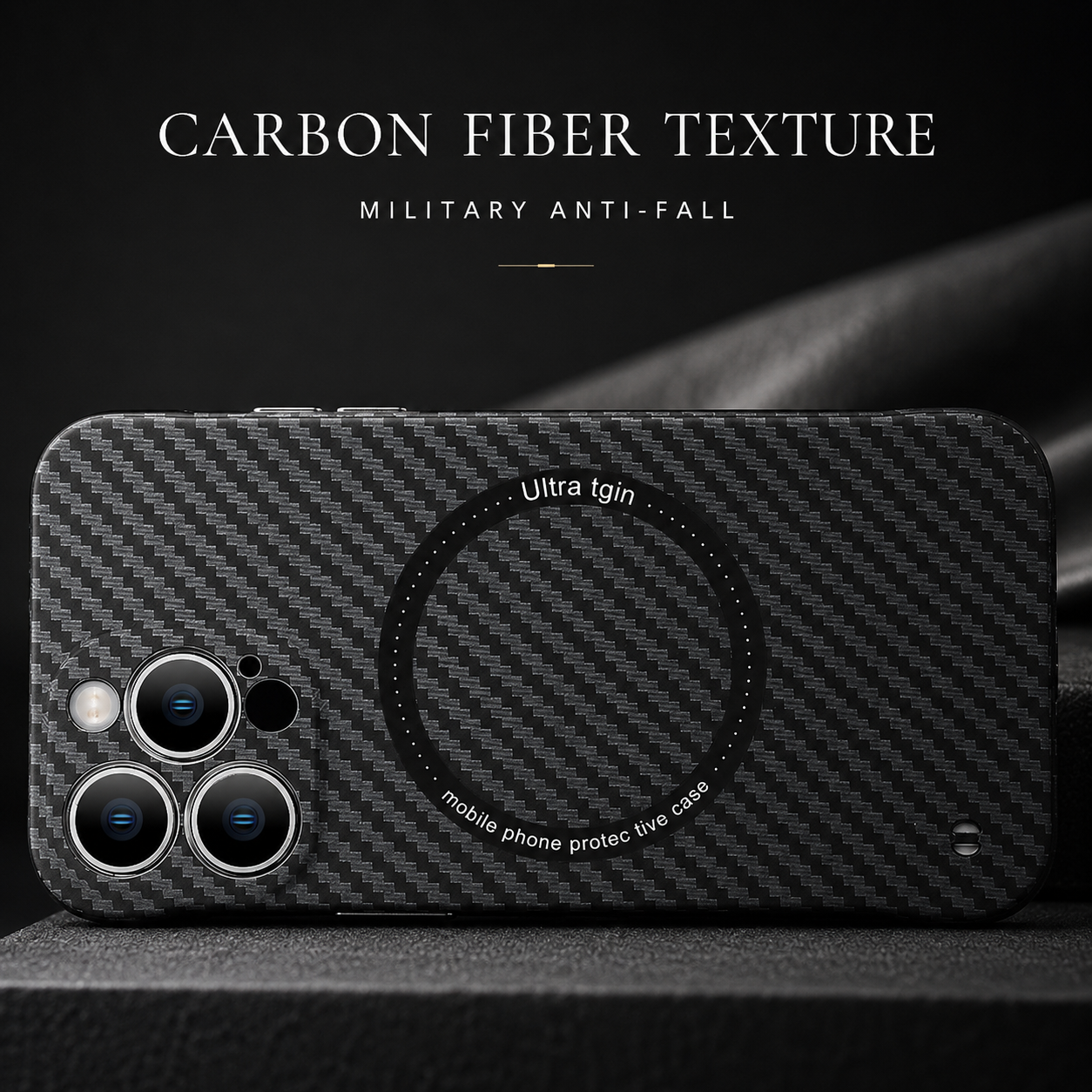 Premium Luxury iPhone Case MagSafe Compatible Carbon Fiber Magnetic Cover Shockproof Camera Lens Protection Slim Lightweight Protective Design Finish