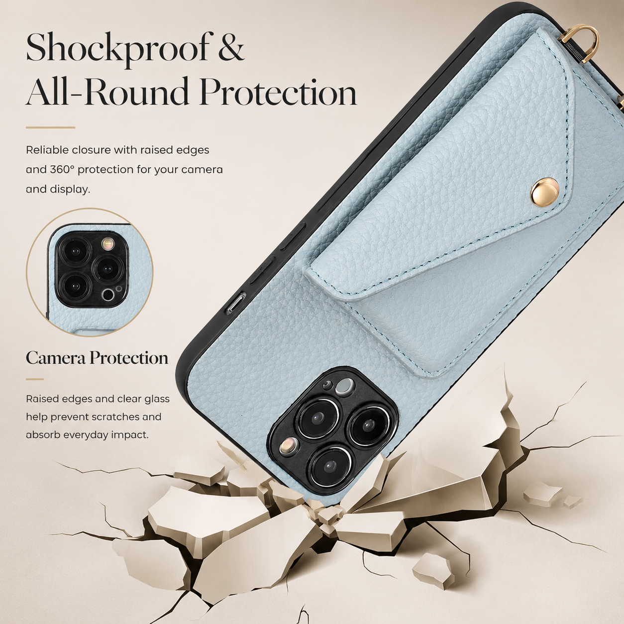 Premium Luxury iPhone Case MagSafe Compatible Crossbody Wallet Leather Cover Card Holder Strap Shockproof Camera Protection Slim Design Finish