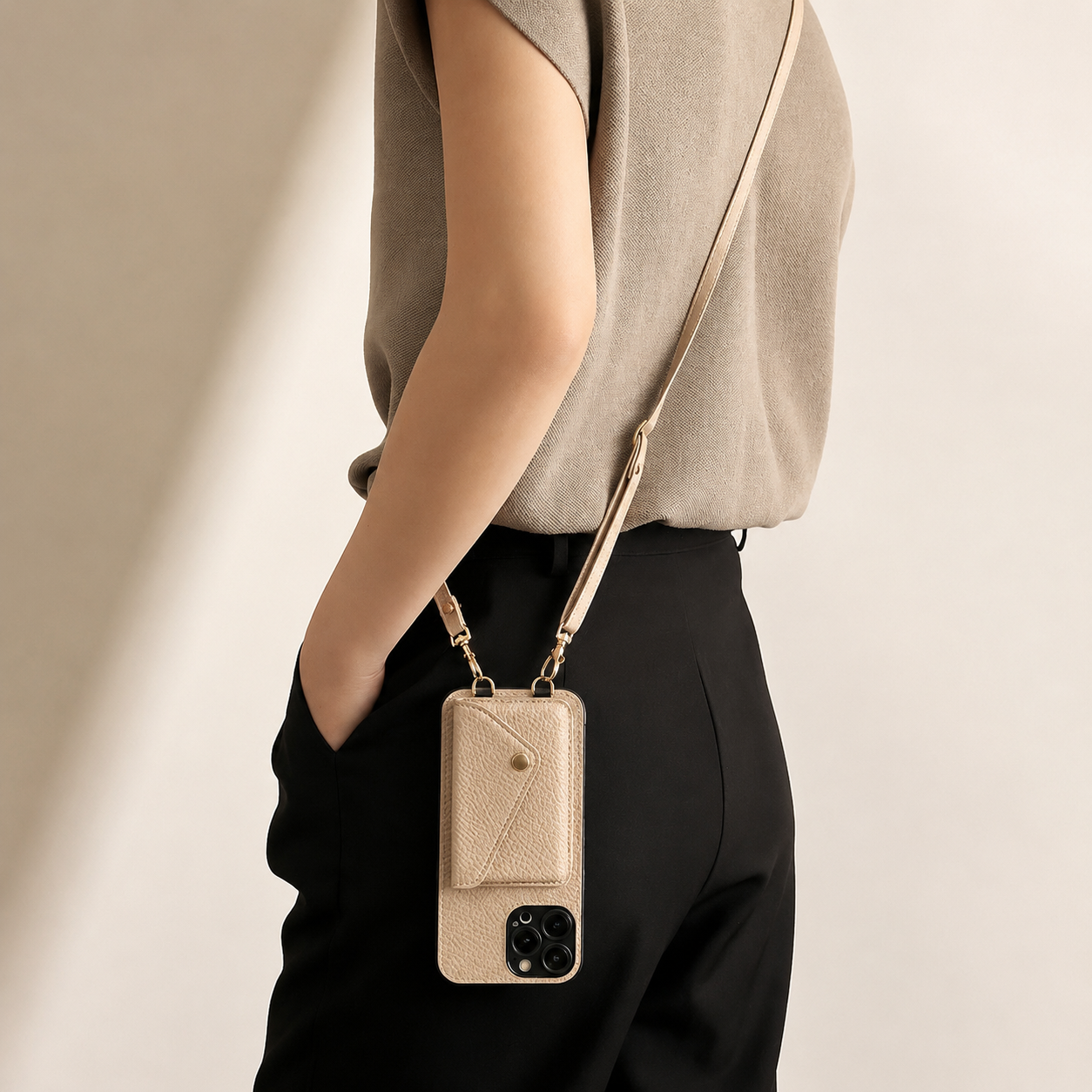 Premium Luxury iPhone Case MagSafe Compatible Crossbody Wallet Leather Cover Card Holder Strap Shockproof Camera Protection Slim Design Finish