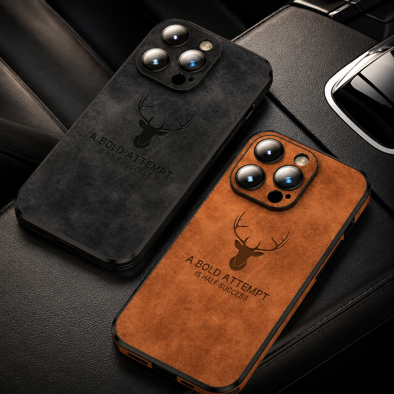 Premium Luxury iPhone Case MagSafe Compatible Deer Leather Texture Silicone Cover Shockproof Camera Lens Protection Slim Bumper Durable Design Finish