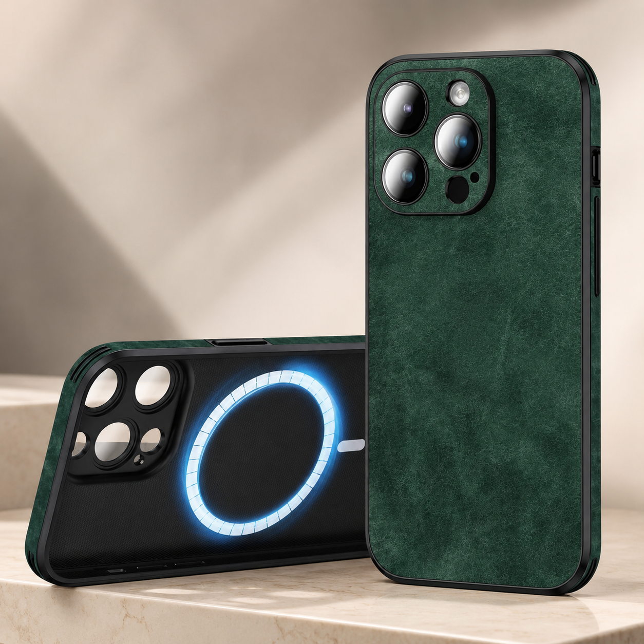 Premium Luxury iPhone Case MagSafe Compatible Deer Leather Texture Silicone Cover Shockproof Camera Lens Protection Slim Bumper Durable Design Finish