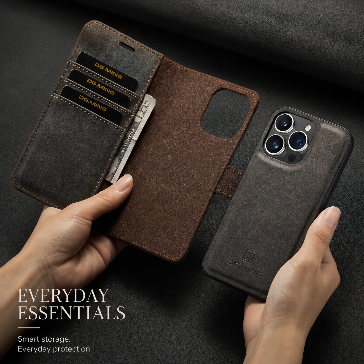 Premium Luxury iPhone Case MagSafe Compatible Detachable Magnetic Wallet Leather Cover Card Holder Shockproof Camera Protection Slim Design Finish