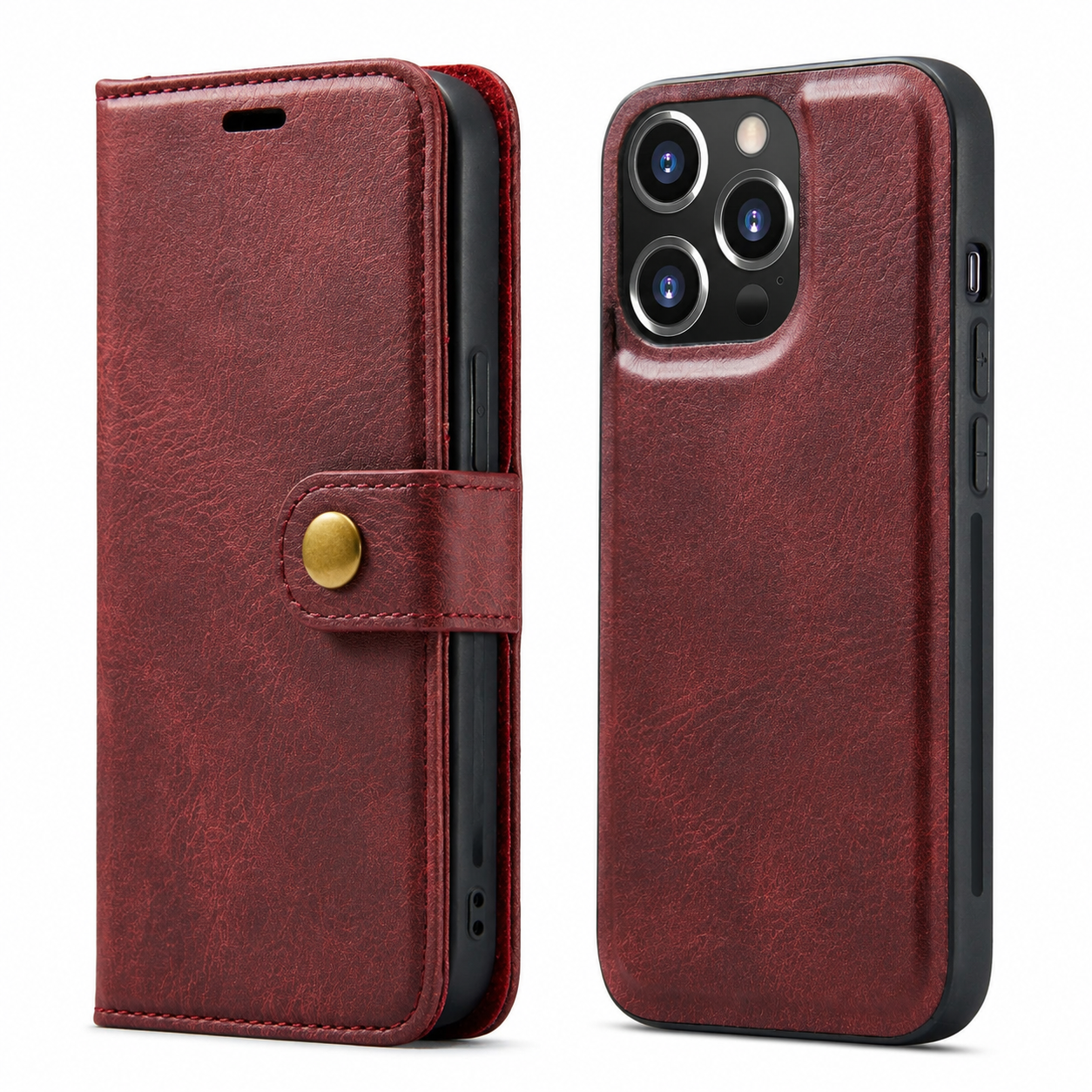 Premium Luxury iPhone Case MagSafe Compatible Detachable Magnetic Wallet Leather Cover Card Holder Shockproof Camera Protection Slim Design Finish