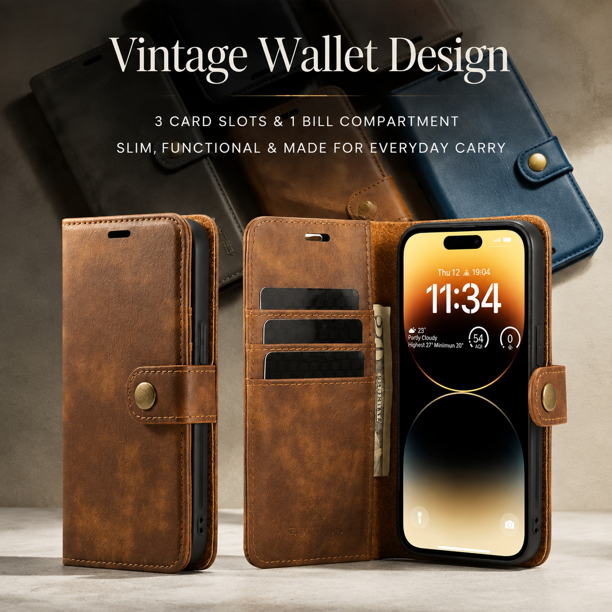 Premium Luxury iPhone Case MagSafe Compatible Detachable Magnetic Wallet Leather Cover Card Holder Shockproof Camera Protection Slim Design Finish