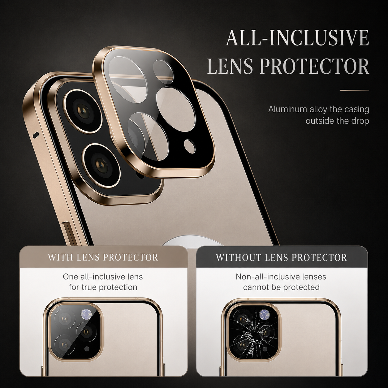 Premium Luxury iPhone Case MagSafe Compatible Double Sided Tempered Glass Metal Frame Cover Shockproof 360 Full Body Camera Protection Slim Design Finish