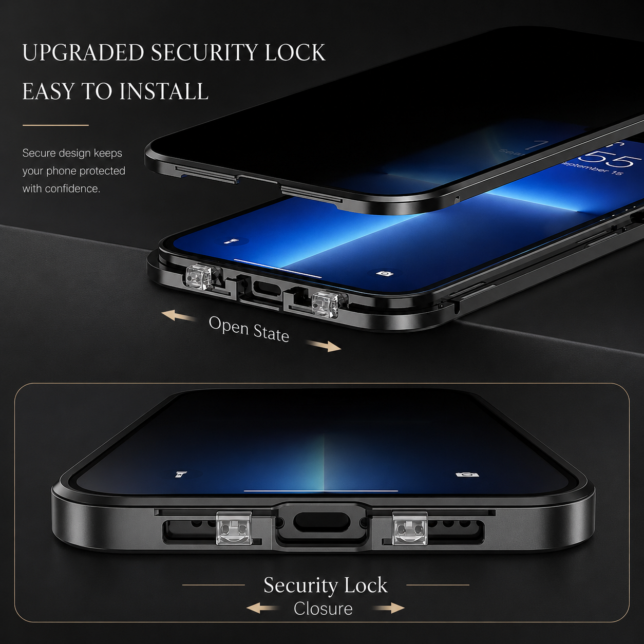 Premium Luxury iPhone Case MagSafe Compatible Double Sided Tempered Glass Metal Frame Cover Shockproof 360 Full Body Camera Protection Slim Design Finish