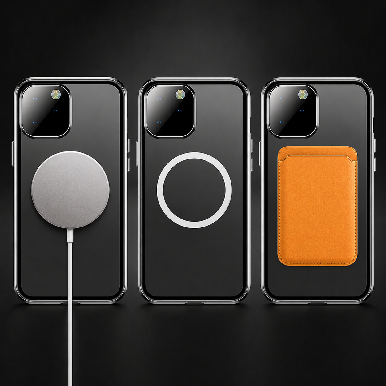 Premium Luxury iPhone Case MagSafe Compatible Double Sided Tempered Glass Metal Frame Cover Shockproof 360 Full Body Camera Protection Slim Design Finish