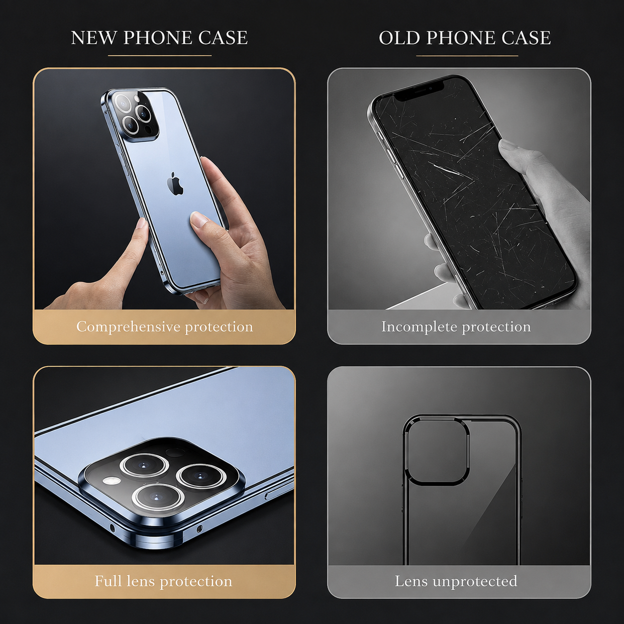 Premium Luxury iPhone Case MagSafe Compatible Double Sided Tempered Glass Metal Frame Cover Shockproof 360 Full Body Magnetic Fit Camera Protection Slim Design Finish