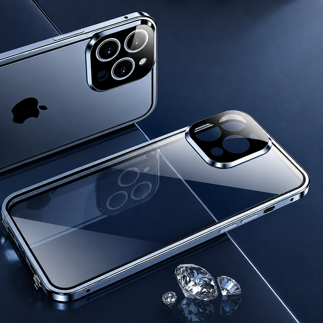 Premium Luxury iPhone Case MagSafe Compatible Double Sided Tempered Glass Metal Frame Cover Shockproof 360 Full Body Magnetic Fit Camera Protection Slim Design Finish