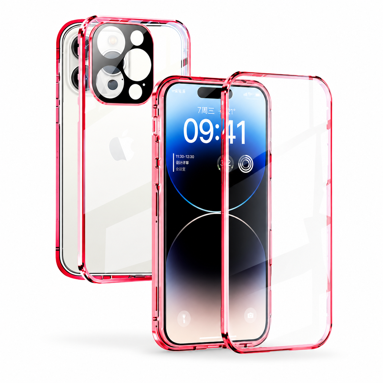 Premium Luxury iPhone Case MagSafe Compatible Double Sided Tempered Glass Metal Frame Cover Shockproof 360 Full Body Magnetic Fit Camera Protection Slim Design Finish