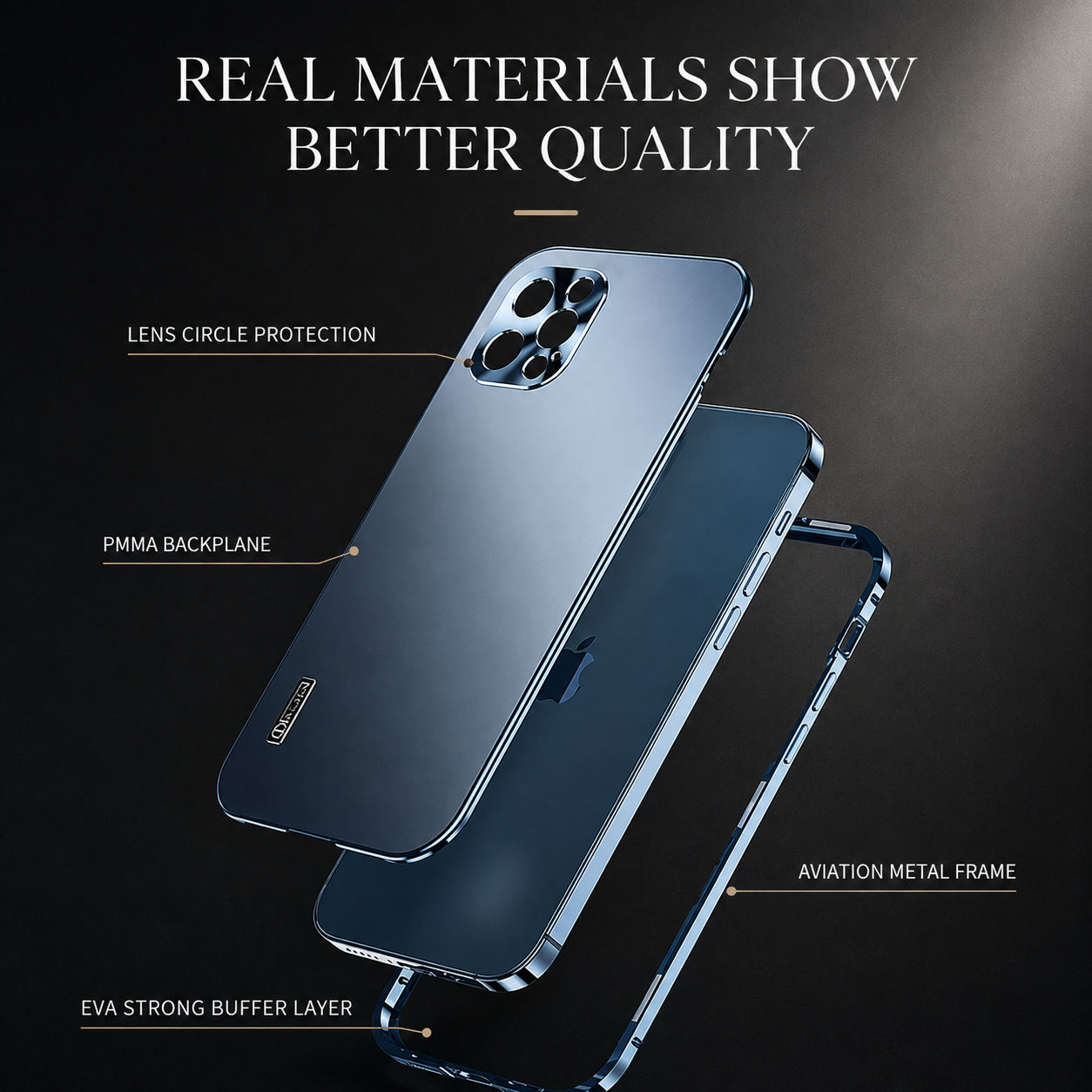Premium Luxury iPhone Case MagSafe Compatible Double Sided Tempered Glass Privacy Cover Metal Frame Shockproof 360 Full Body Camera Protection Slim Design Finish