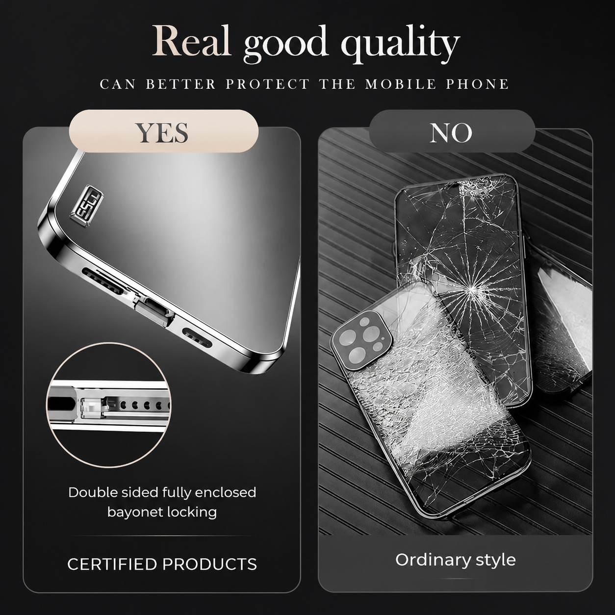 Premium Luxury iPhone Case MagSafe Compatible Double Sided Tempered Glass Privacy Cover Metal Frame Shockproof 360 Full Body Camera Protection Slim Design Finish