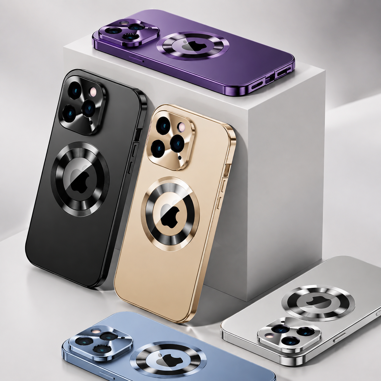 Premium Luxury iPhone Case MagSafe Compatible Double Sided Tempered Glass Privacy Cover Metal Frame Shockproof 360 Full Body Camera Protection Slim Design Finish