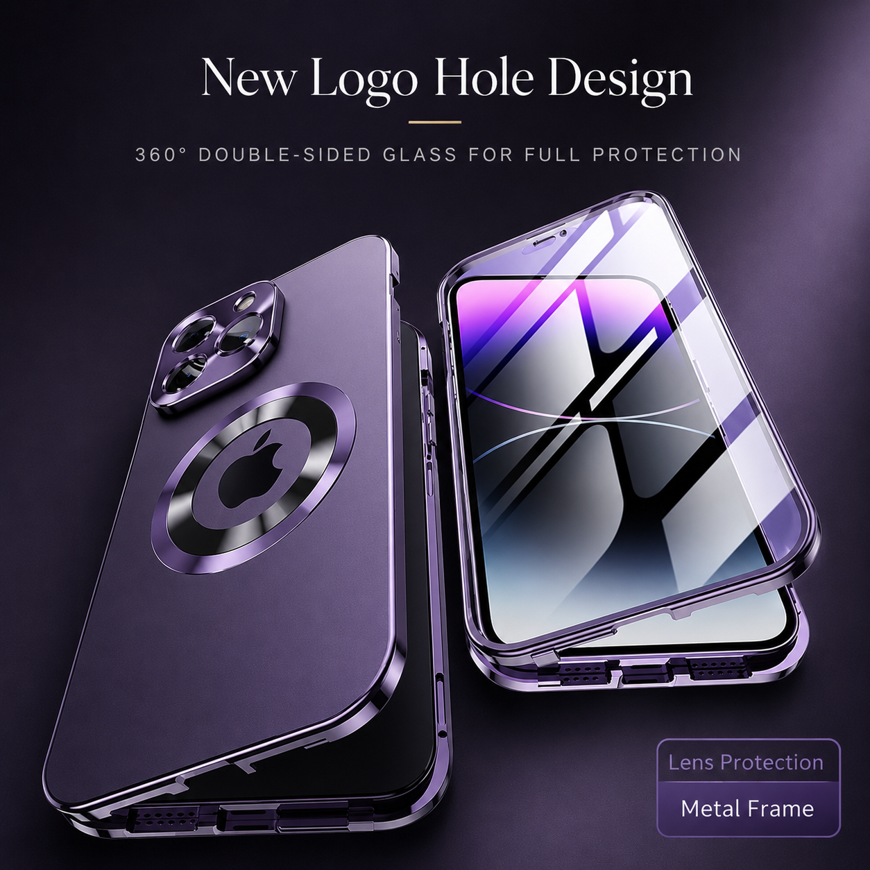 Premium Luxury iPhone Case MagSafe Compatible Double Sided Tempered Glass Privacy Cover Metal Frame Shockproof 360 Full Body Camera Protection Slim Design Finish