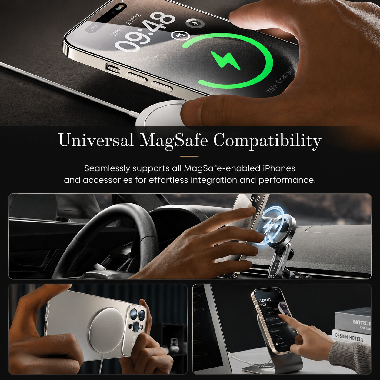 Premium Luxury iPhone Case MagSafe Compatible Electroplated Glass Cover Magnetic Shockproof Reflective Hard Back Camera Protection Slim Design Finish