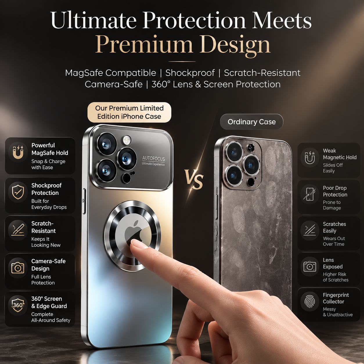 Premium Luxury iPhone Case MagSafe Compatible Electroplated Glass Cover Magnetic Shockproof Reflective Hard Back Camera Protection Slim Design Finish