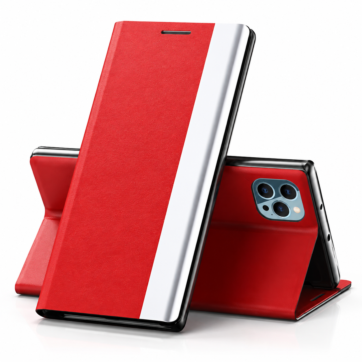 Premium Luxury iPhone Case MagSafe Compatible Flip Wallet Cover Card Holder Kickstand Magnetic Closure Shockproof Screen Protection Slim Design Finish