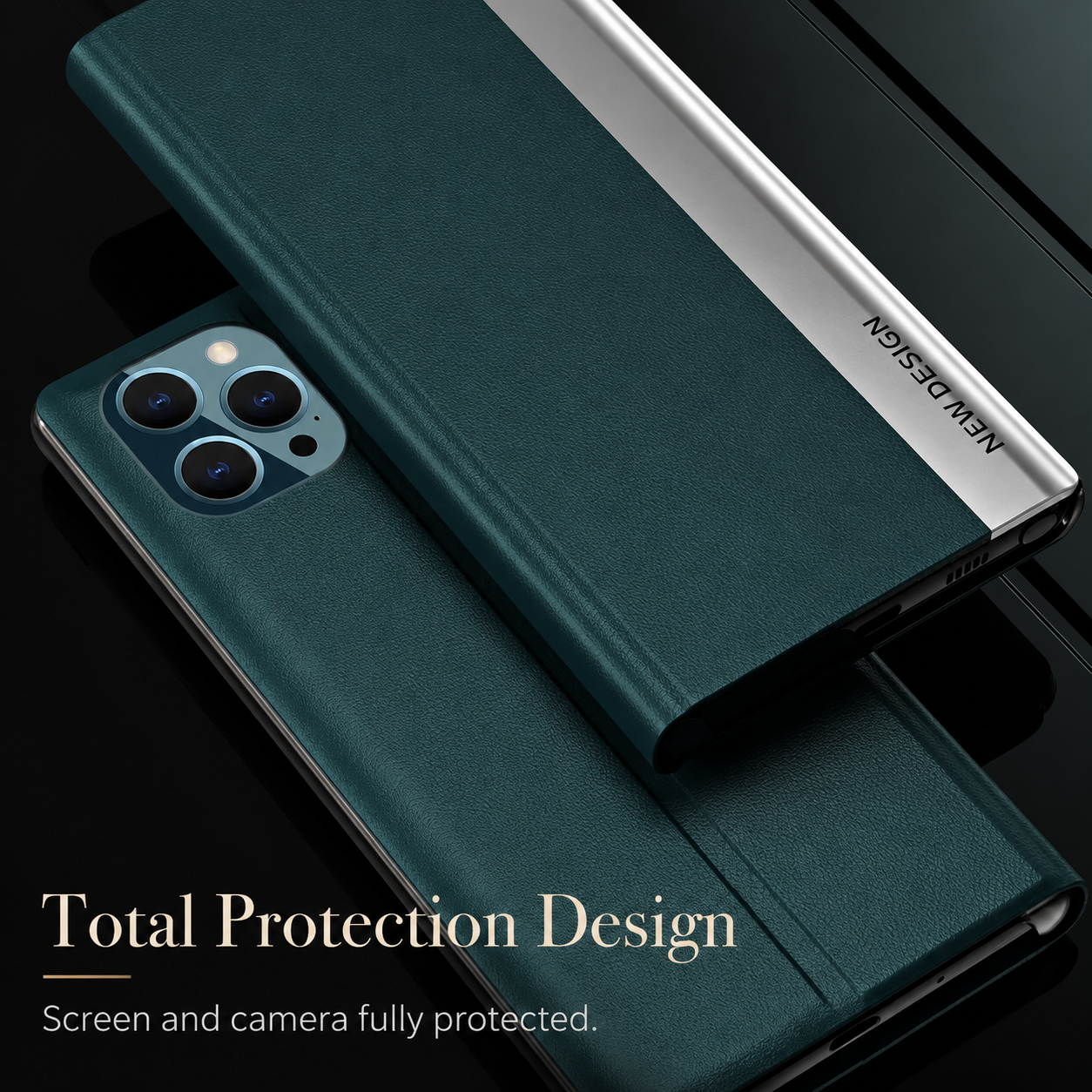 Premium Luxury iPhone Case MagSafe Compatible Flip Wallet Cover Card Holder Kickstand Magnetic Closure Shockproof Screen Protection Slim Design Finish