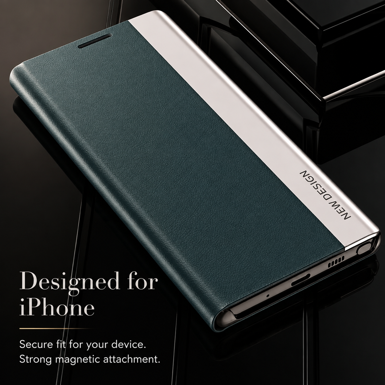Premium Luxury iPhone Case MagSafe Compatible Flip Wallet Cover Card Holder Kickstand Magnetic Closure Shockproof Screen Protection Slim Design Finish