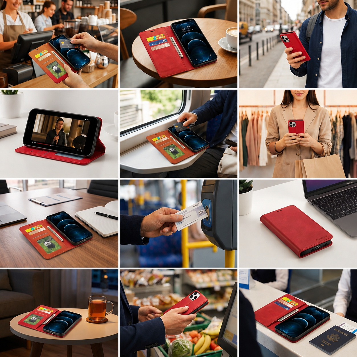 Premium Luxury iPhone Case MagSafe Compatible Flip Wallet Leather Cover Card Holder Magnetic Closure Kickstand Shockproof Camera Protection Durable Design Finish