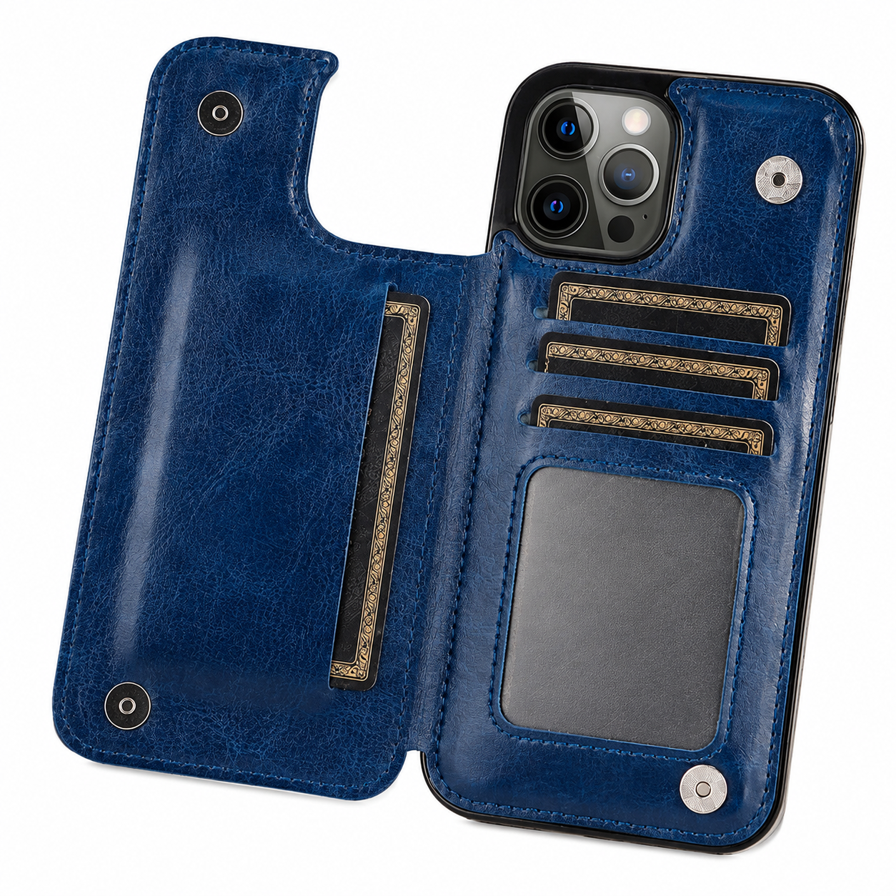 Premium Luxury iPhone Case MagSafe Compatible Flip Wallet Leather Cover RFID Blocking Card Holder Magnetic Closure Kickstand Shockproof Protective Design Finish