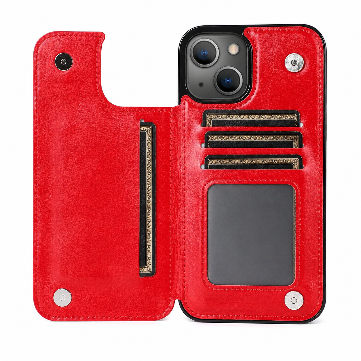 Premium Luxury iPhone Case MagSafe Compatible Flip Wallet Leather Cover RFID Blocking Card Holder Magnetic Closure Kickstand Shockproof Protective Design Finish