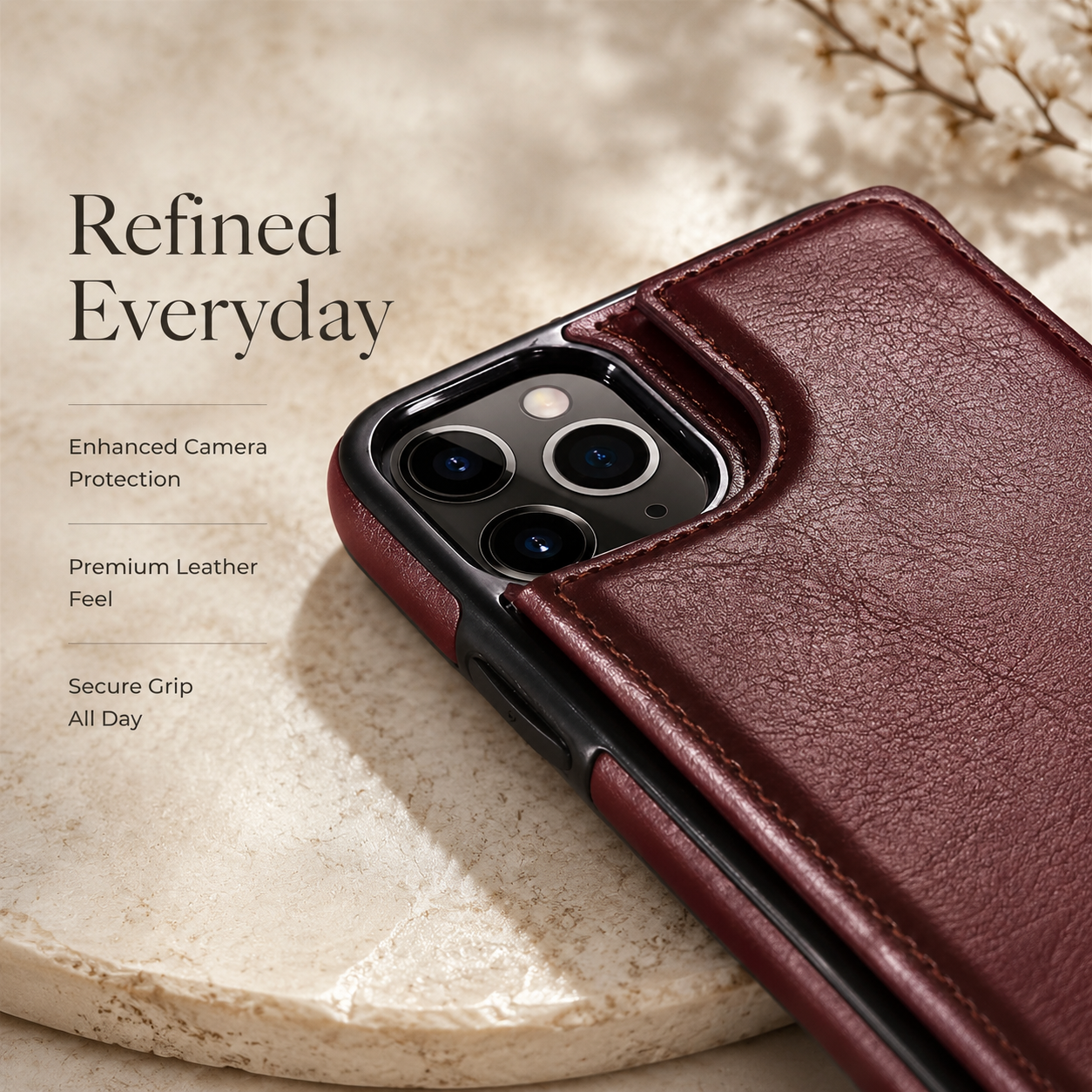 Premium Luxury iPhone Case MagSafe Compatible Flip Wallet Leather Cover RFID Blocking Card Holder Magnetic Closure Kickstand Shockproof Protective Design Finish