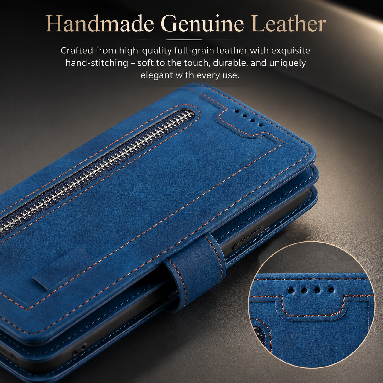 Premium Luxury iPhone Case MagSafe Compatible Flip Wallet Leather Cover Zipper Card Holder Strap Kickstand Shockproof Camera Protection Design Finish