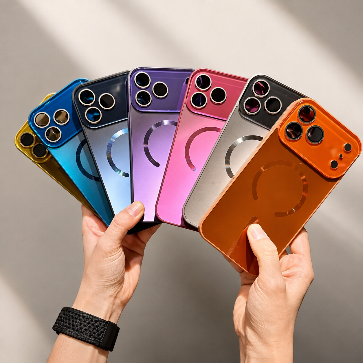 Premium Luxury iPhone Case MagSafe Compatible Flowing Light Big Window Magnetic Shockproof Cover Lightweight Full Protection Anti Scratch Durable Design
