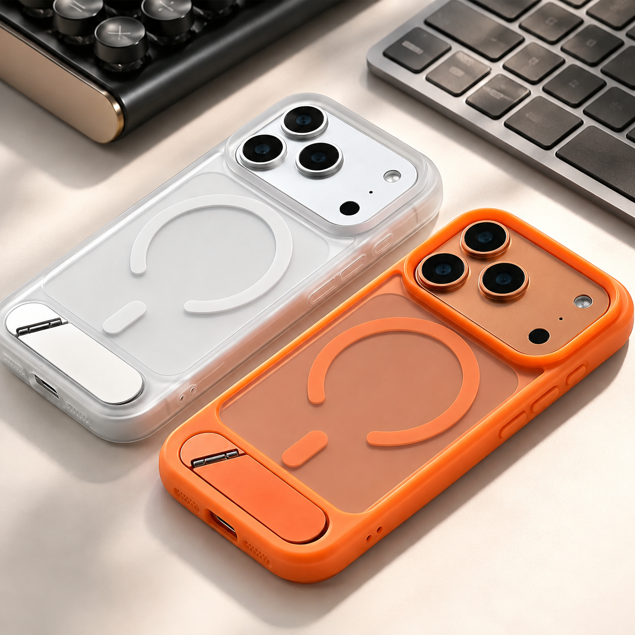 Premium Luxury iPhone Case MagSafe Compatible Foldable Magnetic Stand Cover Matte PC Shockproof Anti Fingerprint Half Wrapped Protective Durable Design