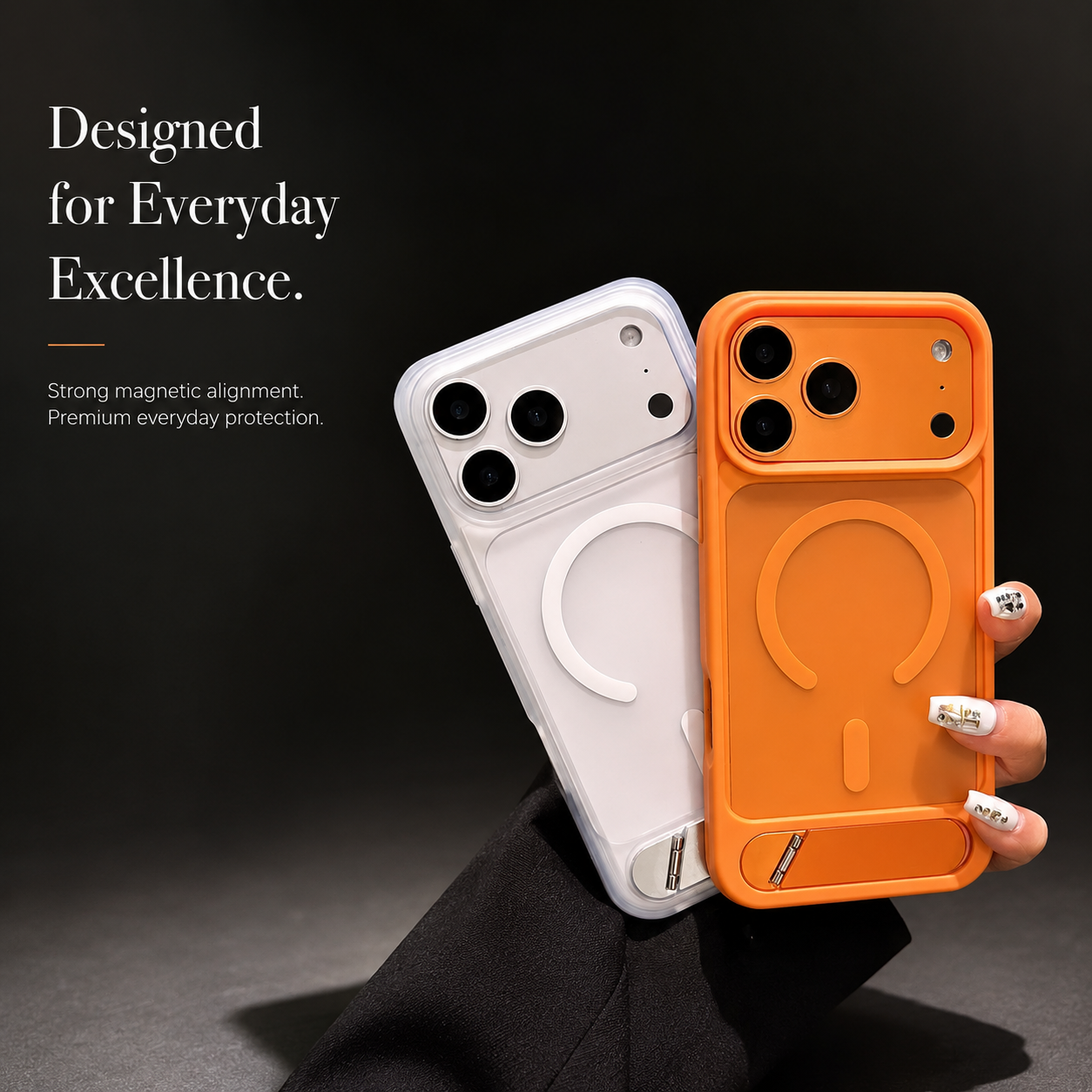 Premium Luxury iPhone Case MagSafe Compatible Foldable Magnetic Stand Cover Matte PC Shockproof Anti Fingerprint Half Wrapped Protective Durable Design