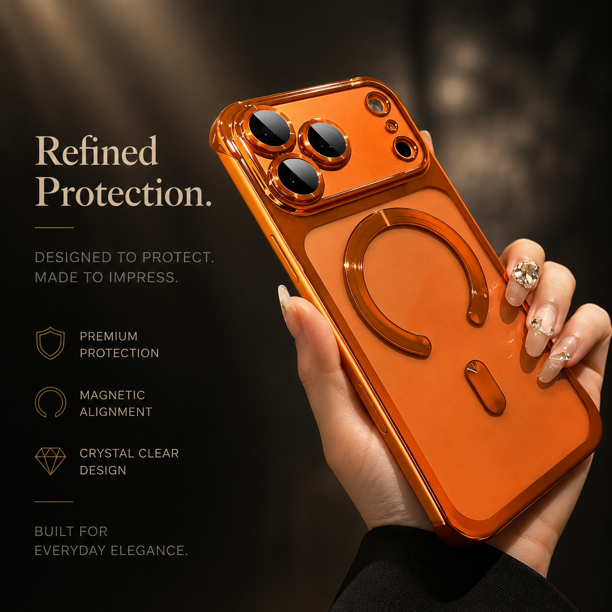 Premium Luxury iPhone Case MagSafe Compatible Frameless Transparent PC Cover Borderless Camera Protection Anti Fingerprint Anti Scratch Durable Design