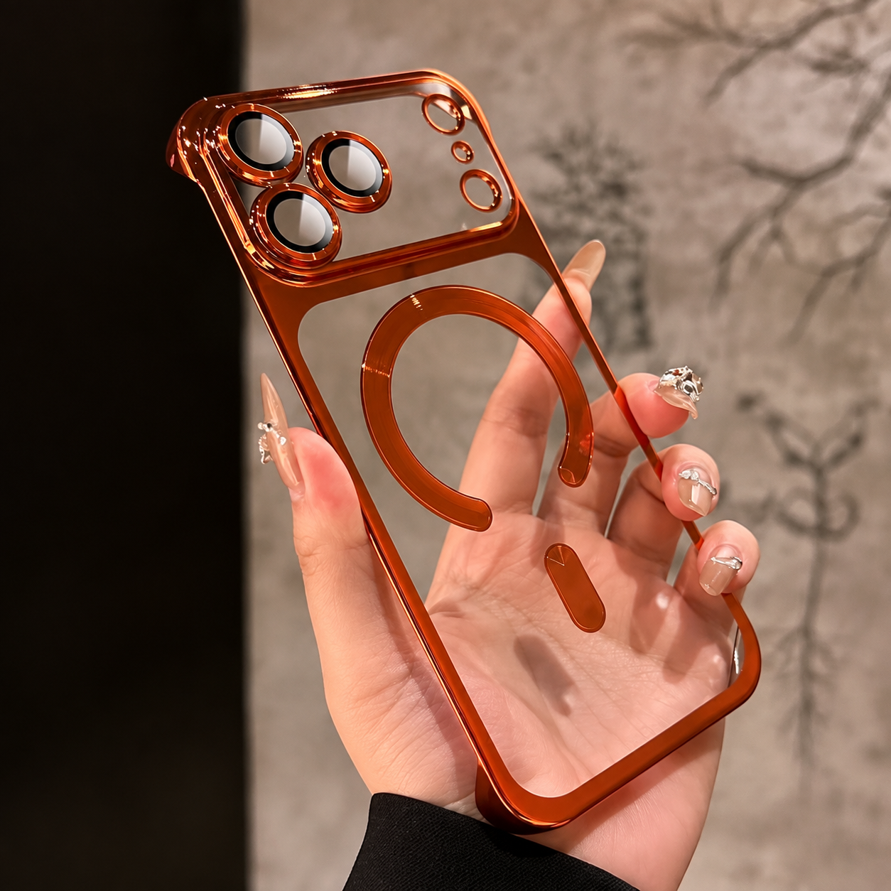 Premium Luxury iPhone Case MagSafe Compatible Frameless Transparent PC Cover Borderless Camera Protection Anti Fingerprint Anti Scratch Durable Design