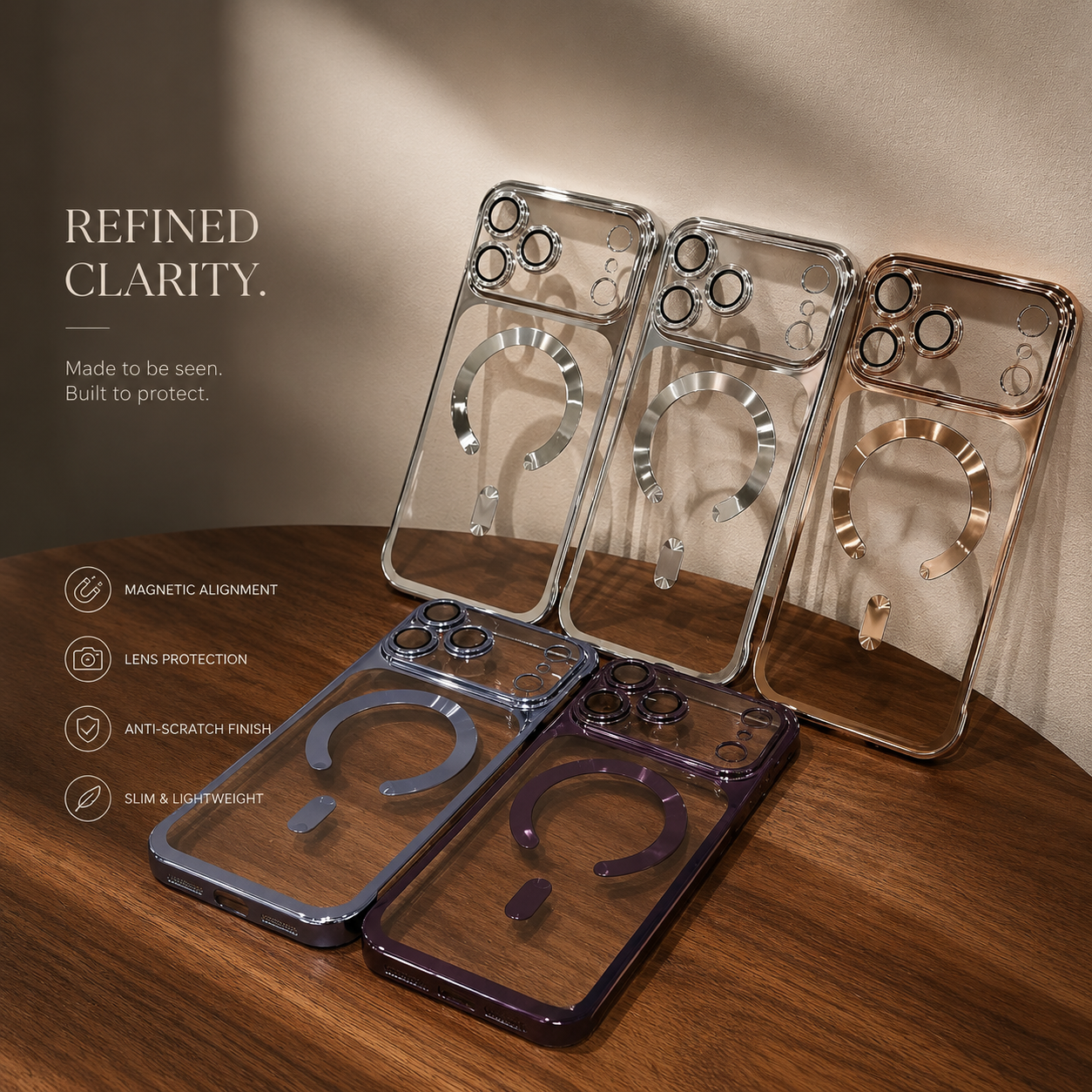 Premium Luxury iPhone Case MagSafe Compatible Frameless Transparent PC Cover Borderless Camera Protection Anti Fingerprint Anti Scratch Durable Design