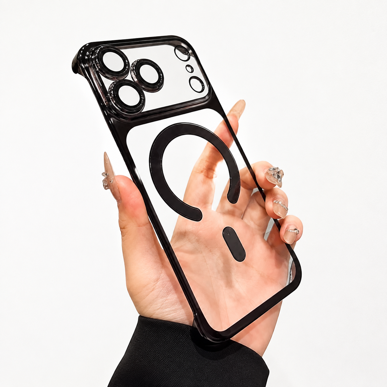 Premium Luxury iPhone Case MagSafe Compatible Frameless Transparent PC Cover Borderless Camera Protection Anti Fingerprint Anti Scratch Durable Design