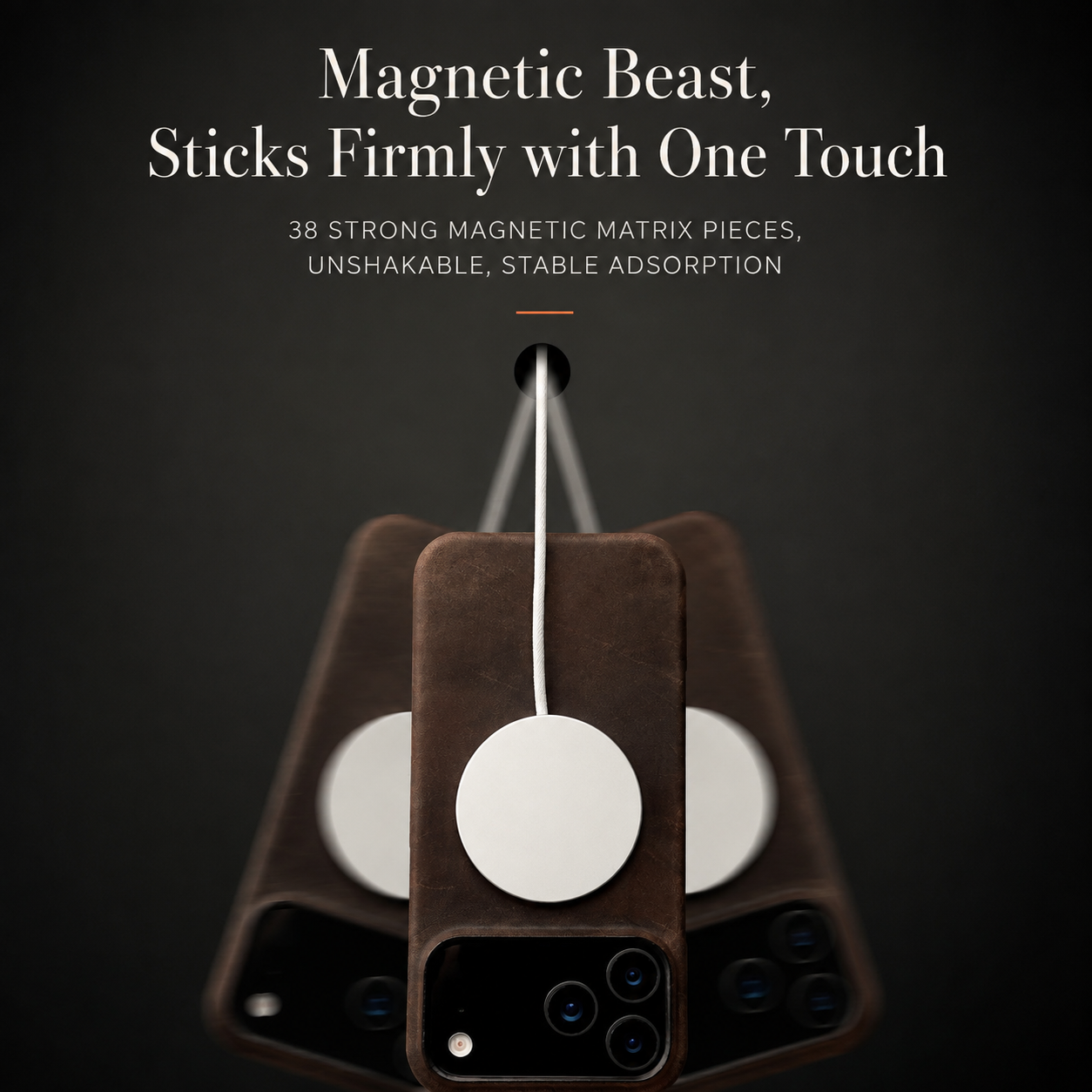 Premium Luxury iPhone Case MagSafe Compatible Genuine Cowhide Leather Pull Up Cover Retro Magnetic Shockproof Full Back Protective Durable Design