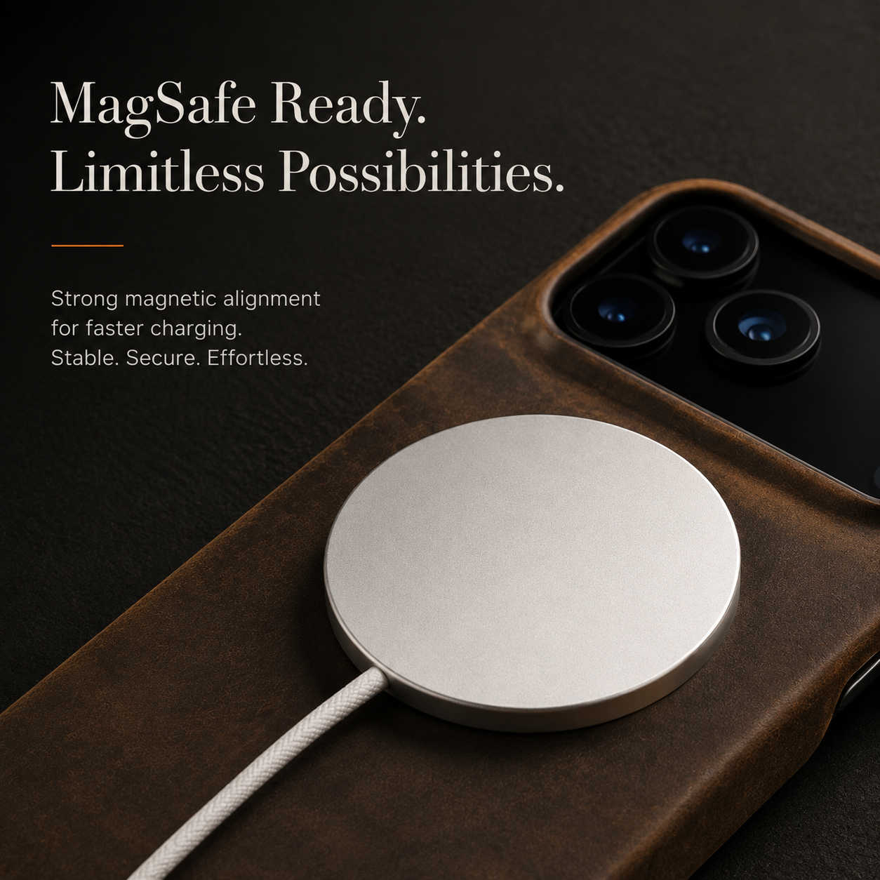 Premium Luxury iPhone Case MagSafe Compatible Genuine Cowhide Leather Pull Up Cover Retro Magnetic Shockproof Full Back Protective Durable Design