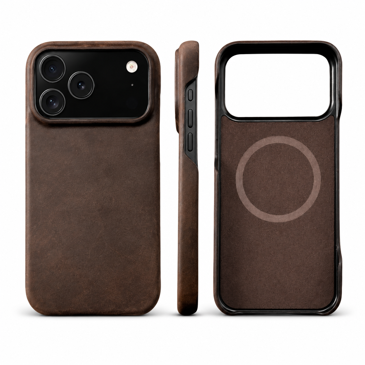 Premium Luxury iPhone Case MagSafe Compatible Genuine Cowhide Leather Pull Up Cover Retro Magnetic Shockproof Full Back Protective Durable Design
