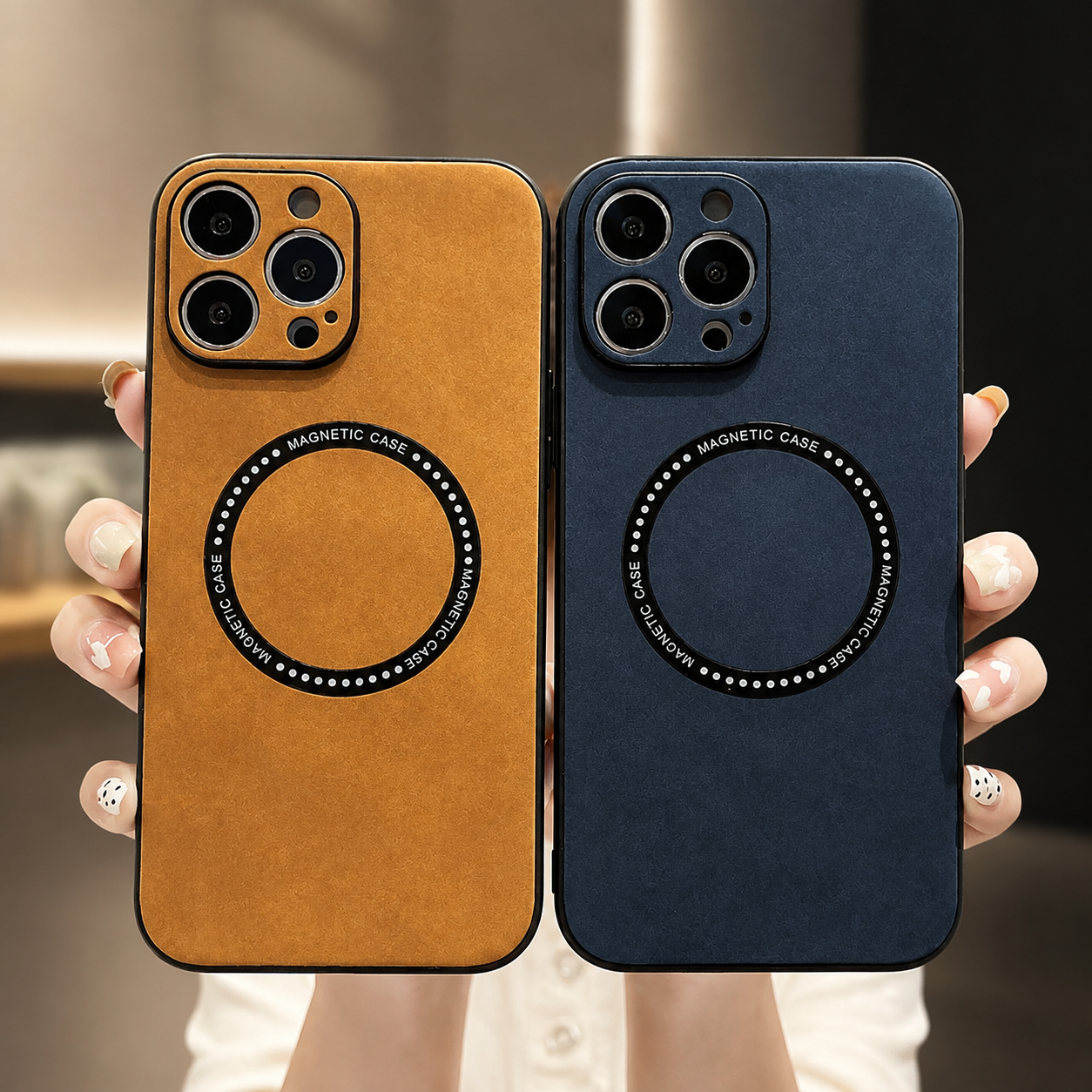 Premium Luxury iPhone Case MagSafe Compatible Genuine Leather Cover Magnetic Shockproof Camera Protection Slim Protective Durable Design Finish