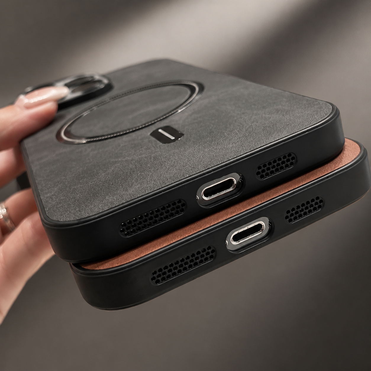Premium Luxury iPhone Case MagSafe Compatible Genuine Leather Cover Magnetic Shockproof Camera Protection Slim Protective Durable Design Finish