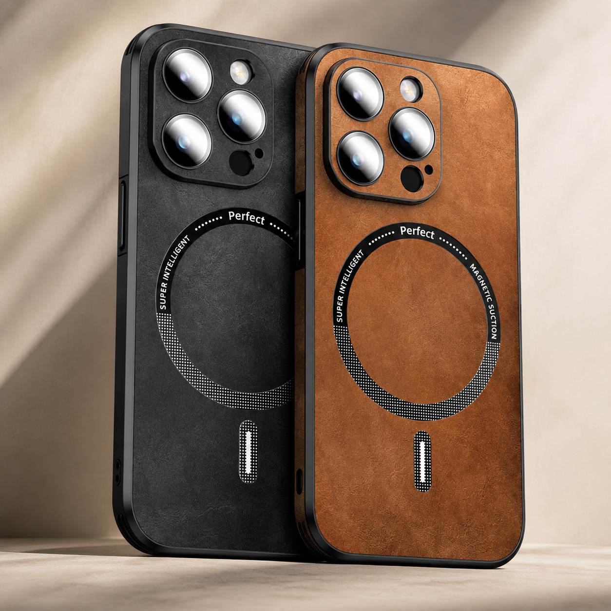 Premium Luxury iPhone Case MagSafe Compatible Genuine Leather Cover Magnetic Shockproof Camera Protection Slim Protective Durable Design Finish